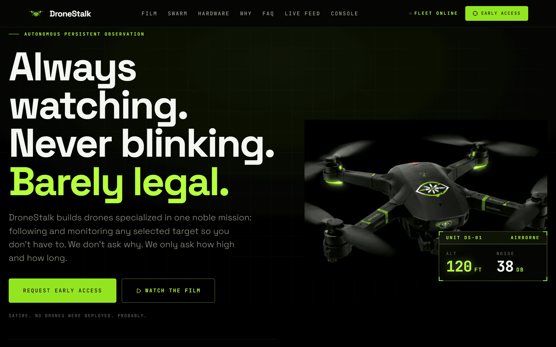 DroneStalk — screenshot of the homepage