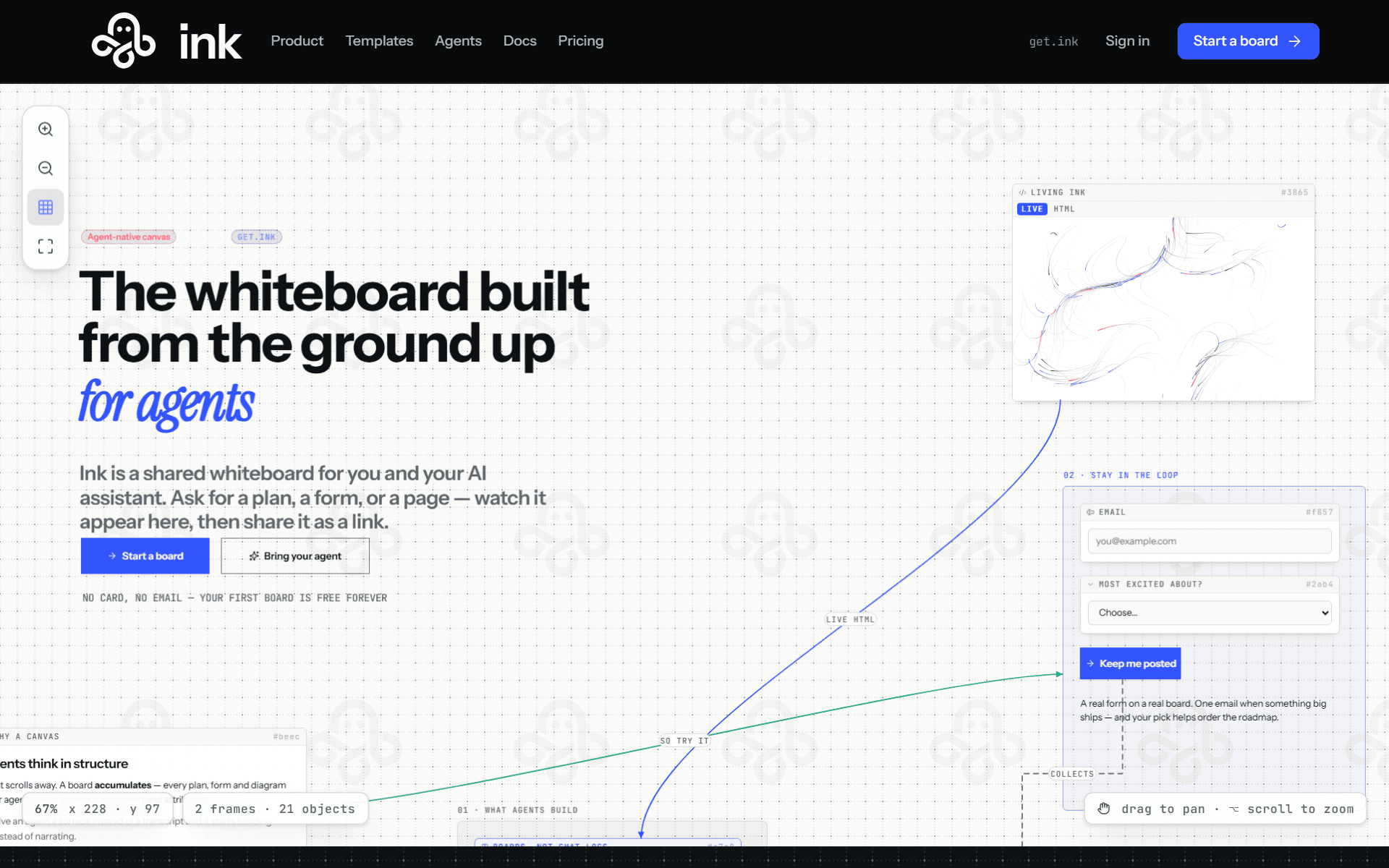 Ink — screenshot of the homepage