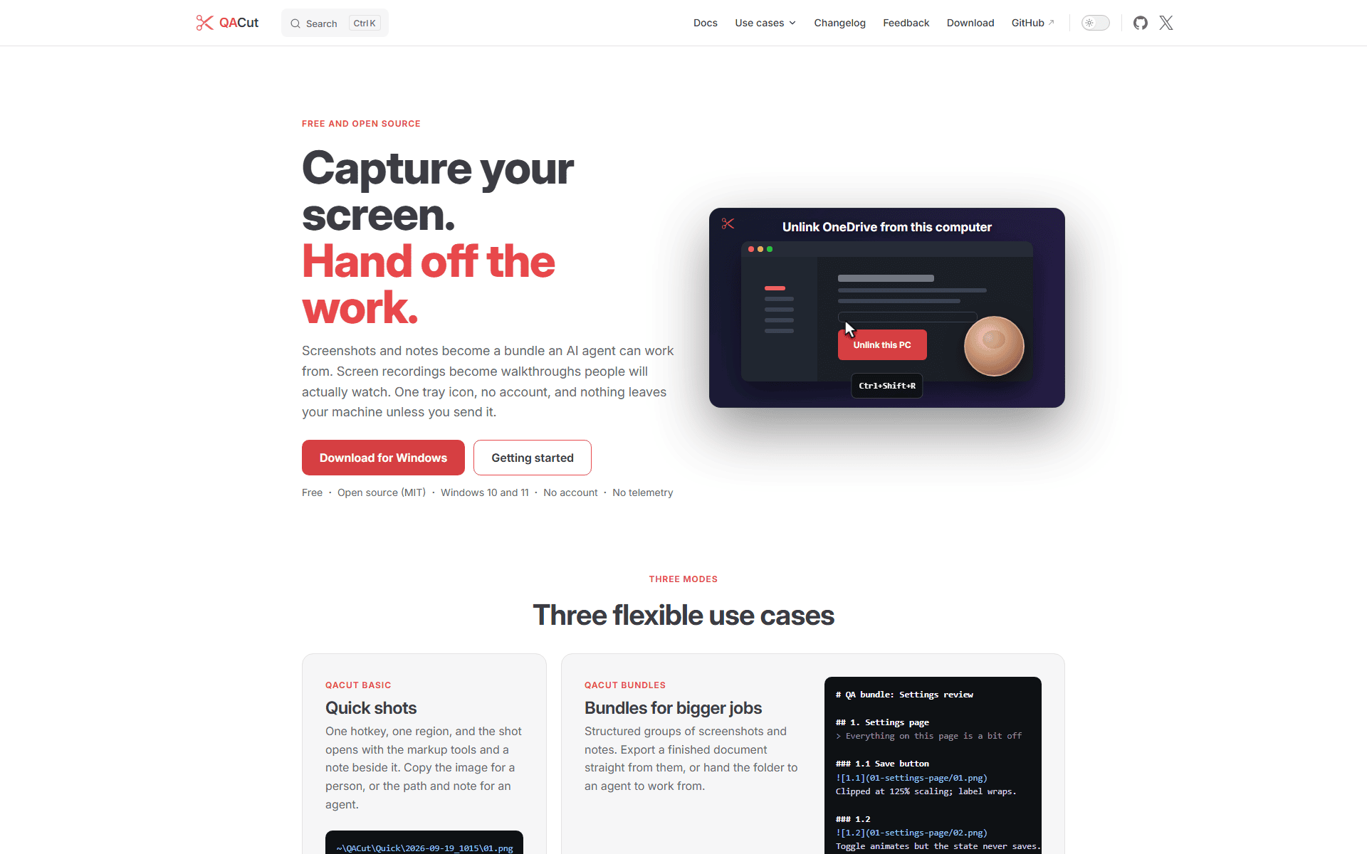 QACut homepage